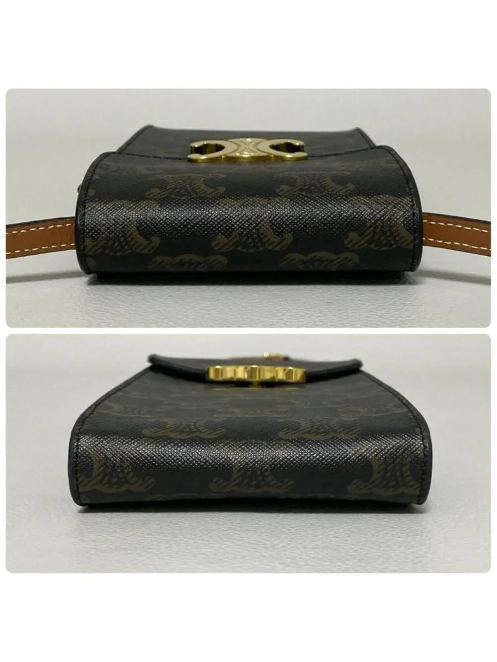 Celine Triomphe Canvas Mobile Pouch Brown